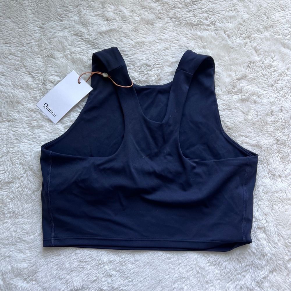 Quince Ultra-Form High Neck Crop Bra Navy Blue Women Size Small Athletic Top NWT - Picture 6 of 10